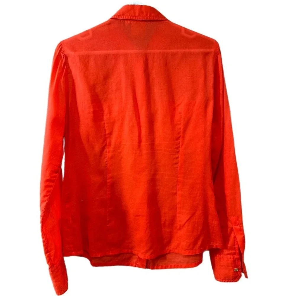Tory Burch Hot Pink Button Down Long Sleeve Shirt Blouse Top‎